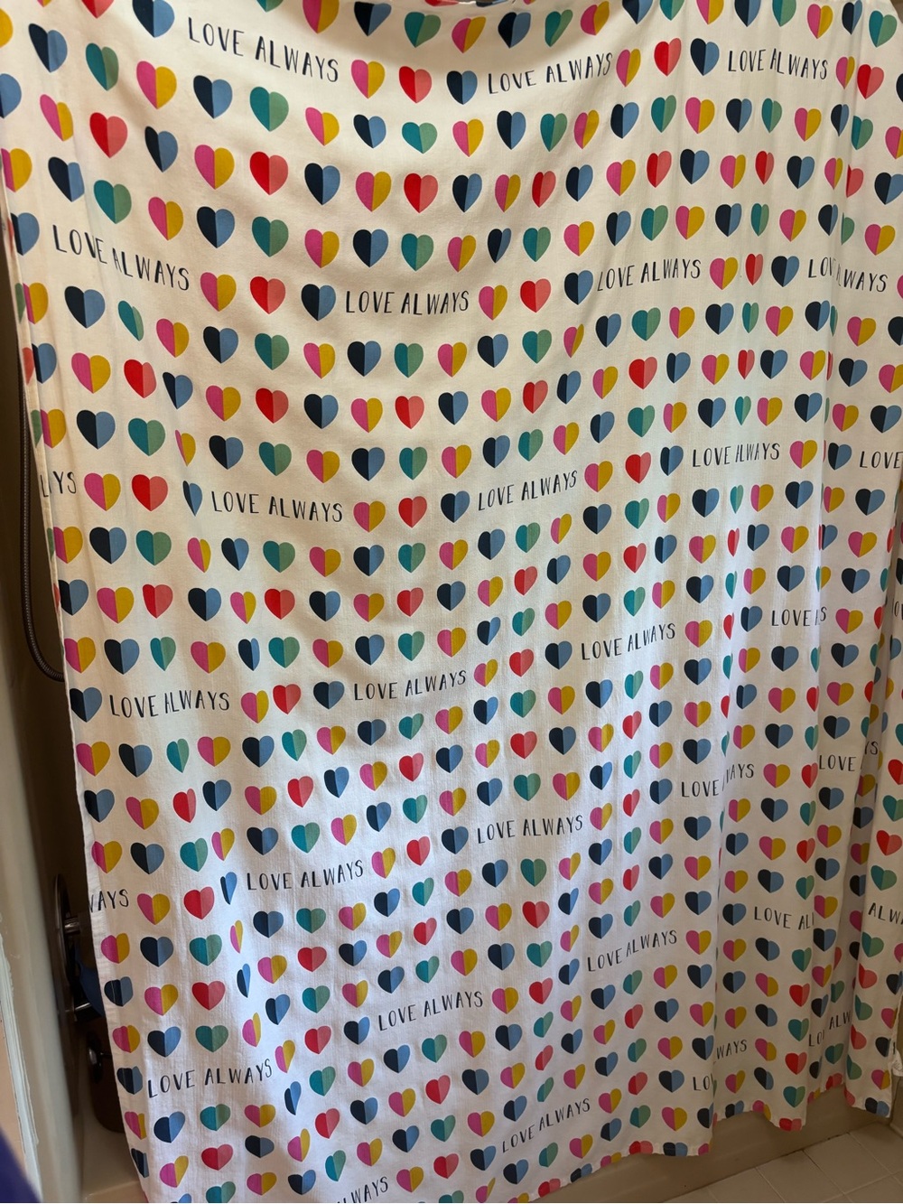 EUC Love Always Heart Print Shower Curtain - Multicolor